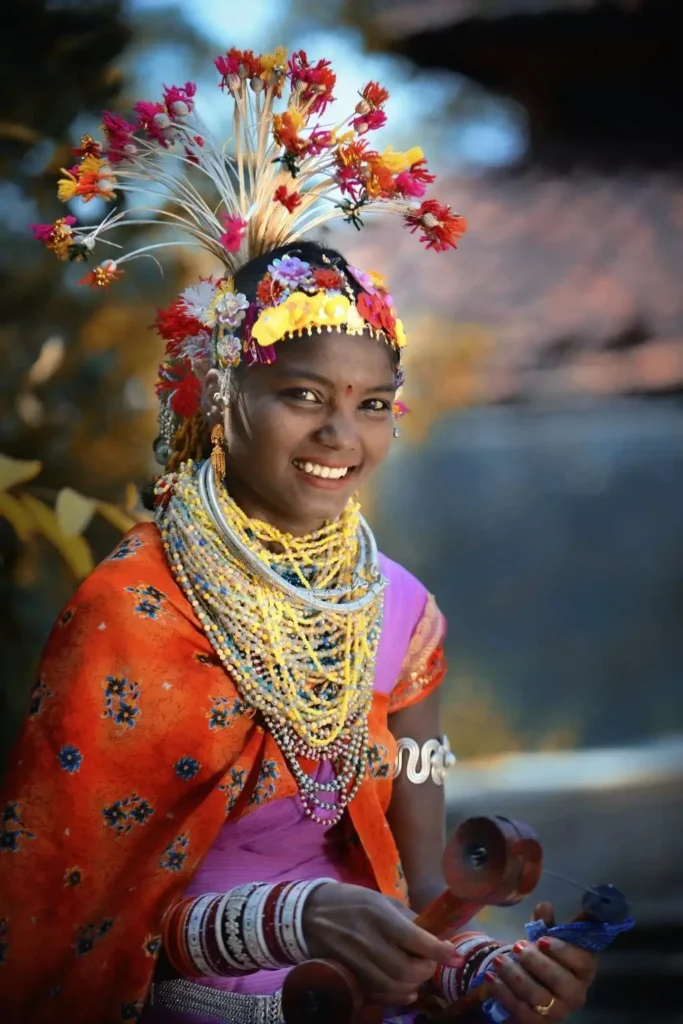 Baiga tribal woman in traditional attire near Kanha National Park
