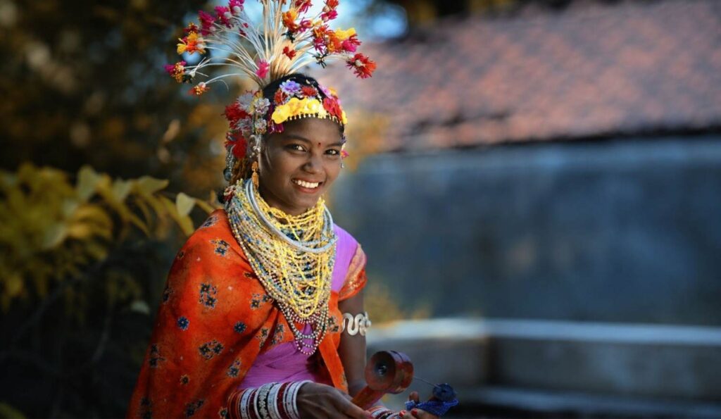 baiga tribal woman in traditional attire