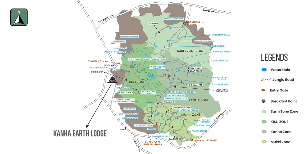 map of kanha national park